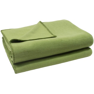Soft-Fleece-Decke – Polarfleece-Decke mit Häkelstich – flauschige Kuscheldecke – 220x240 cm – 650 green - von ’zoeppritz since 1828’