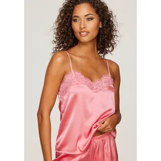 Spaghettitop LASCANA "Seidentop, Spitzentop, Alana", Damen, Gr. 32/34, pink, Spitze, Obermaterial: 87% Seide, 7% Polyamid, 6% Elasthan, tiefer V-Ausschnitt, Tops, mit Seide und edler Spitze, Dessous