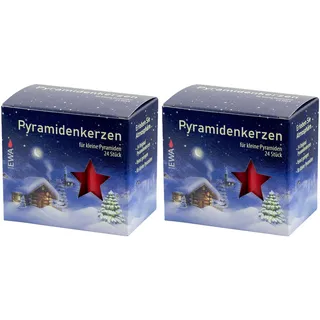 EWA Pyramidenkerzen 2x24 rote Kerzen mit 14 mm Durchmesser und 7,4 cm Höhe | für kleine Pyramide oder als Deko, Geschenkideen Weihnachten, 48 Stück