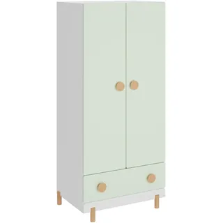 [en.casa] Kinderkleiderschrank Vaarentaa 126 x 60 x 41 cm Kiefer natur Weiß/Mintgrün