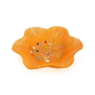 Sospiri Venezia Murano-Glas-Toilettentablett mit handgefertigter Baum des Lebens-Dekoration dekorative Schale Wohndekoration Geschenkidee handgefertigt in Italien (13 x 13 cm)