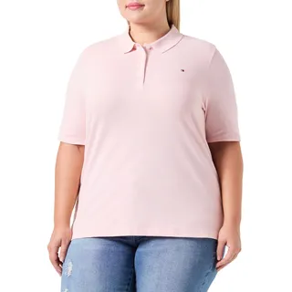 Tommy Hilfiger Damen Poloshirt Kurzarm Curve Regular Pique aus Baumwolle, Rosa (Delicate Pink), 52 - 52