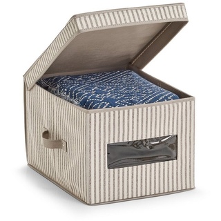 HTI-Living Aufbewahrungsbox Aufbewahrungsbox mit Deckel Stripes (1 Aufbewahrungsbox mit Deckel), Unterbettbox Organizer beige|weiß 30 cm x 25 cm x 39.5 cm