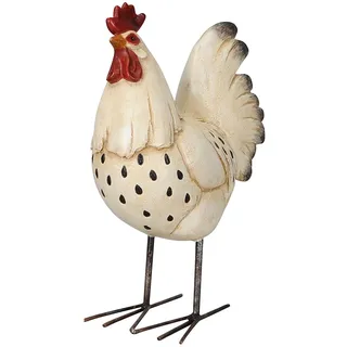 dekorativer Deko-Hahn Deko-Huhn als Garten-Deko Polystone schwarz weiß handbemalt 2 Motive zur Auswahl (weiß, Hahn)