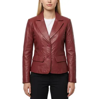 German Wear Damen Lederblazer Lederjacke Blazer Echtleder Jacke aus Lammnappa Leder Schwarz - L