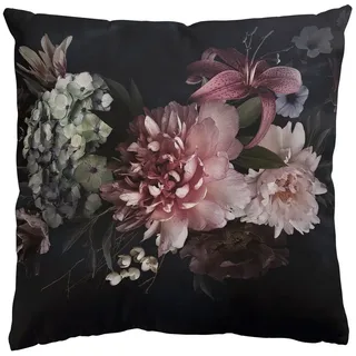 Bilderdepot24 Dekokissen drinnen Kissenhülle/ Sofakissen/ Zierkissen Kissenhülle schwarz Blumen, Bezug mit / ohne Füllung Zierkissen Outdoor Sofa Bett schwarz Ohne Innenkissen | 60 cm x 60 cm