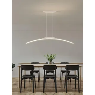 Bellastein LED Hängeleuchte Esstisch Pendelleuchte mit Fernbedienung Pendellampe Dimmbare hängende Leuchte Höhenverstellbar Kronleuchter für Esszimmer Wohnzimmer Küche Büro (weiß, L120cm)