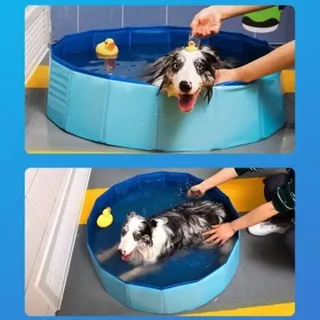 Faltbarer Hundepool, Hundeplanschbecken, Hundepool, Blau-sonnig