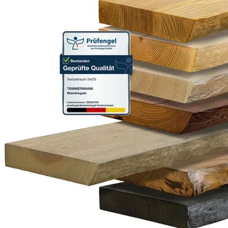 tømmermann - Wandregal mit Baumkante - massives Schweberegal Farbe Wild Asche 120 cm Länge - Regalbrett aus Eschenholz 100% natürlich Rustikales Wandboard mit unsichtbarer Wandmontage Massivholzbrett
