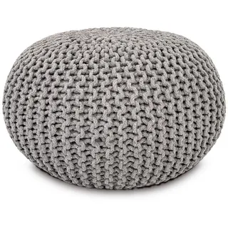 Amagohome Sitzhocker Sitzpouf Strickhocker Pouf Ø45 H30cm Bodenkissen Indoor Baumwolle recy grau