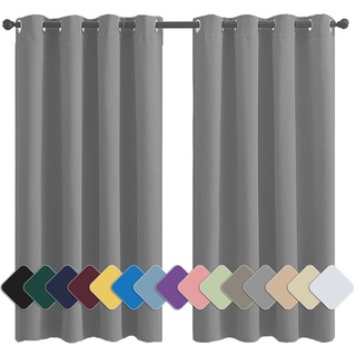 MENGH Blickdichter Vorhang Ösenvorhang Blickdicht Blickdicht Thermo Schalldämmend, für Schal Schlafzimmer Kinderzimmer Wohnzimmer hellgrau 1 Stück, 213x107cm(HxB)