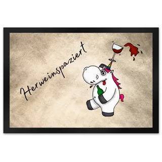 speecheese Fußmatte Einhorn Wein Fußmatte XL in 40x60 cm mit Spruch Herweinspaziert 40 cm