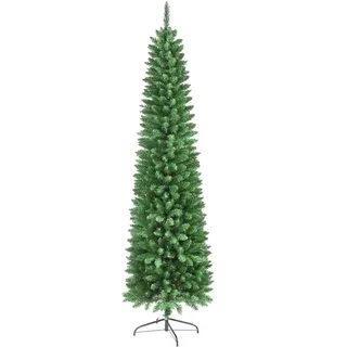 LEIVESTE - Künstlicher Weihnachtsbaum Slim Dicht 210 Grün mit 800 realistischen Zweigen, hoher und schmaler Weihnachtsbaum mit Metallständer, Grün