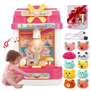 Jioson Spieltisch Spieltisch Greifmaschine Doll,Claw Machine Kinder rosa,Licht Ton+Usb rosa
