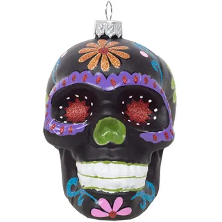 Inge-glas Weihnachtskugel Christbaumkugel Glaskugel Skull 9cm schwarz lila (schwarz lila)