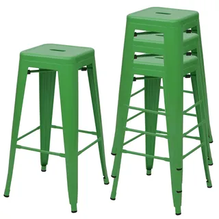 MCW Barhocker A73 4er-Set Metall stapelbar Grün