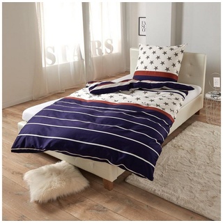 TRAUMSCHLAF Bettwäsche Sterne, Mako Satin, 2 teilig, edle Mako-Satin Qualität bunt|grau
