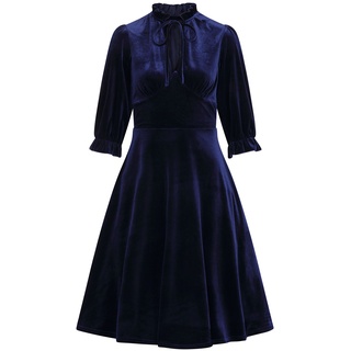 Hell Bunny - Rockabilly Kleid knielang - Orion Dress - XS bis 4XL - für Damen - Größe XXL - blau - XXL