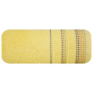 Eurofirany Handtuch POLA, Frottee Handtücher Gästetücher Badetücher Bordüre Bestickt Vorsticht gelb 70 cm x 140 cm