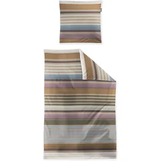 IRISETTE Wave Gestreift Satin Blau/Bunt 135 x 200 cm + 80 x 80 cm