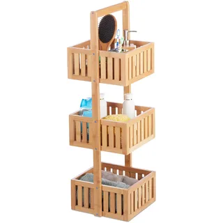 Relaxdays Relaxdays, Badregal Bambus, Holzregal freistehend mit 3 Ablagen, Schmales Standregal Küche, HBT 82,5 x 27 x 26,5cm, 10024213, Badregal mit 3 Ablagen Bambus