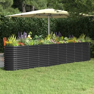 WIFESE 332x40x68 cm Pflanzkübel Pulverbeschichteter Stahl Anthrazit Blumentopf Gross Hochbeet Metall PflanzküBel Groß AußEn BlumentöPfe Plant Box Blumentopf Hoch BlumenküBel Groß Gemüsebett