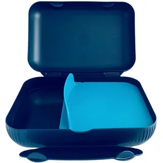 Tupperware To Go Lunchbox, dunkelblau, türkis, mit Trennwand, Brotdose