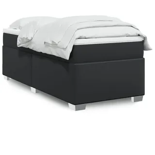vidaXL Boxspringbett mit Matratze Schwarz 90x200 cm Kunstleder