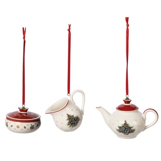 V&B Toys Delight Decoration Ornamente Kaffee-Set weiß/rot 3-teilig 6,3 cm