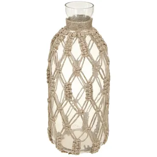 Viana Tischvase Deko Glasflasche Makramee Maritim Vintage Ø10cm H27cm