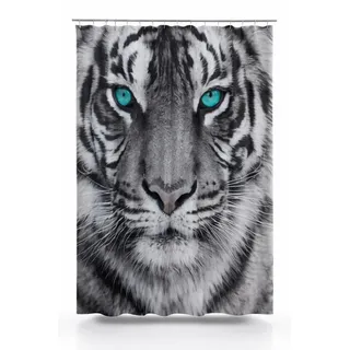 Clever-Kauf-24 Duschvorhang Textil-Duschvorhang Tiger schwarz-weiß BxH 180x200cm, Breite 180 cm, wasserabweisend