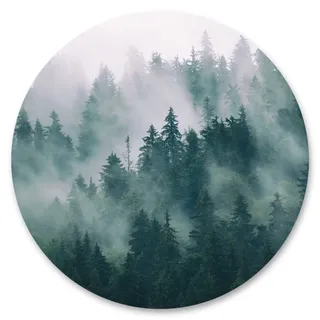 Muralo Wandtattoo rund, Wald, Nebel, Bäume, Pflaznen - 100x100 cm