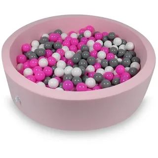 Trockenbecken 110x30cm puderrosa mit 400 Bällen: weiß, grau, rosa