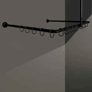 Winkelstange Duschvorhang Stange Anthrazit Weiß Silber Schwarz Bad Stange Winkel, U und L-Form inkl.Deckenhalterung (U-Form 80x80x80cm, Schwarz)