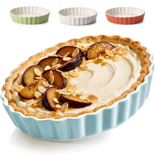 Praknu Tarteform aus Keramik 28 cm - Hoher Rand für Kuchen & Pie - Mit Antihaftbeschichtung - Kratz- und Schnittfeste Quicheform - Einfach zu Reinigen - Tarte Tatin Form