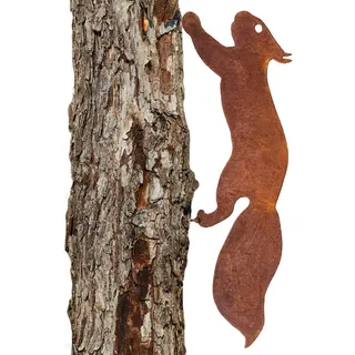 ALEMIN Rostiges Eichhörnchen zum Schraube in Holz, Gartenstecker Rost Rostige Gartendeko Eichhörnchen Rost Deko Baumstecker