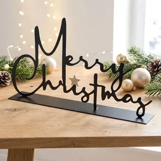 levandeo Schriftzug Merry Christmas 28 cm Schwarz