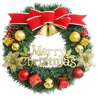Hanwin® Weihnachtskranz, Kunststoff Türkranz Weihnachten, Weihnachtskranz Haustür, Türkranz Weihnachten Außen, Christmas Wreath für Weihnachtliche Heim Dekoration