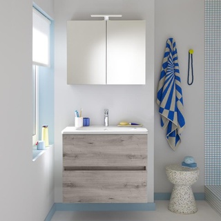 Burgbad Rocio Badmöbel-Set Waschtisch mit Waschtischunterschrank und Spiegelschrank B: 80.5 SGYQ080F6225