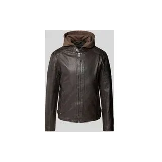 Lederjacke mit abnehmbarer Kapuze Modell 'Rylo', Dunkelbraun, $listsize[$i].replace('"','"')