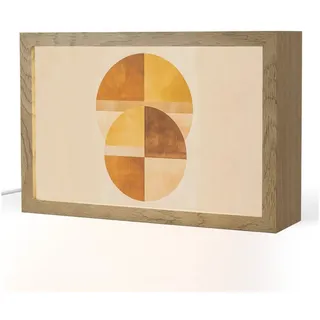 OnlyWow Tischleuchte Lightbox Kreise - Gelb - Minimalistisch, Dimmbar, Farbwechsel, LED, Warmweiß, Kaltweiß, Neutralweiß Einstellbar, Tischlampe, Schreibtischlampe, Desk, Dimmbar, mit Kabel, LED gelb 30 cm x 8 cm x 20 cm