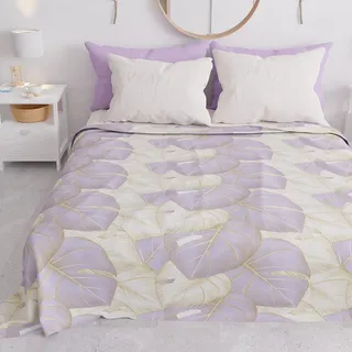 PETTI Artigiani Italiani - Sofadecke und Überwurf aus Mikrofaser – Vielseitige Tagesdecke für Sofa, Bett und Tisch, Waschbar, Schützend, Made in Italy, Tropical 05 Lila, 180 x 270 cm