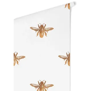 K&L Wall Art Vliestapete »Vintage Vliestapete«, goldene glitzer Optik Biene, mehrfarbig, matt - bunt