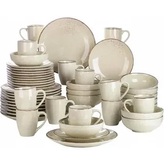 Kombiservice Set Navia Steingut 48 teilig Vintage Natur Design beige