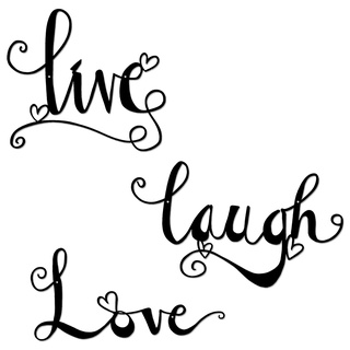 ESTART 3 Stück schwarze Metall-Buchstaben-Schild Dekor "Live Laugh Love" WordArt Wandkunst Dekor für Zuhause Indoor Outdoor Schlafzimmer Wohnzimmer Bad und Büro