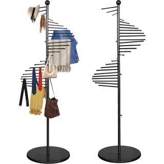 simdennr Schalhalter, kommerzieller stehender Schalbügel | spiralförmiger Metall-Organizer mit 30 Kleiderstangen, für Schals, Krawatten, Gürtel, Hosen, 170 cm x 42 cm (Schwarz)