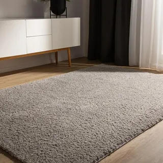 benuta Basic Hochflorteppich Teppich Wohnzimmer Sohari - Hellgrau 250x300 cm - Minimalistischer Look - Weich & Waschbar - Für Schlafzimmer, Flur oder Esszimmer - Geeignet für Fußbodenheizung