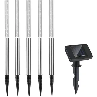 monzana Solarleuchte Edelstahl 48,0 cm 5er Set weiß