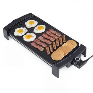 COSTWAY Tischgrill Teppanyaki Grill, 1600 W, mit Antihaftbeschichtung, integriertem Thermostat schwarz 55 cm x 8 cm x 25 cm