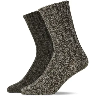 Snocks Norweger Socken Damen & Herren 2er Pack Warme Wintersocken | dicke wollsocken & thermosocken, ohne kratzendes Etikett, ohne einschneidenden Bund, kuschelig weich, Gr. 35-50 - 43-46